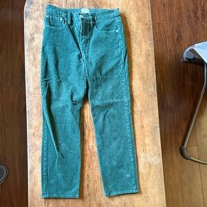 J crew green straight leg corduroy pants